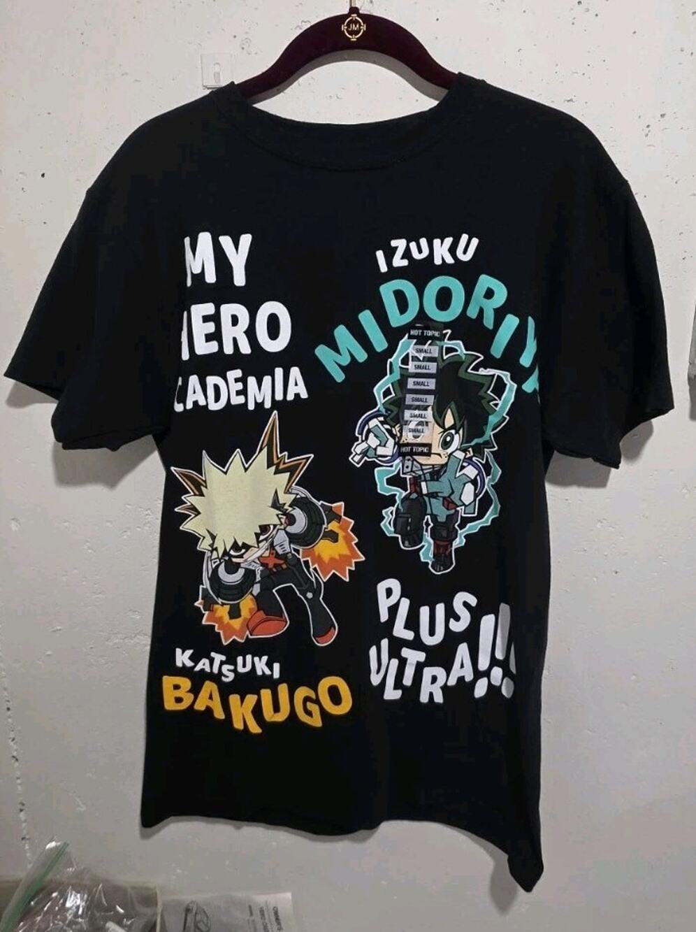 Hot Topic My Hero Academia T-Shirt Deku Bakugo Plus Ultra Black Small S Anime